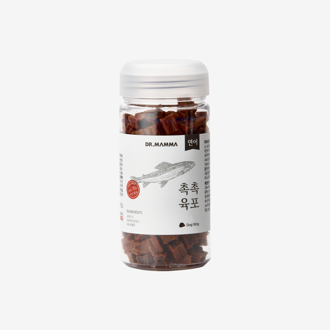 강아지 져키 육포 저지방 연어 노령견 간식 큐브 노즈워크 닥터맘마 촉촉 오리 180g - 상품 이미지