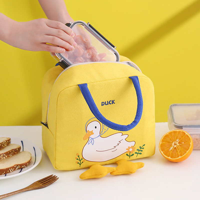 귀여운 오리 보온 보냉백 도시락 가방 캐릭터 아기 학생 런치백 파우치