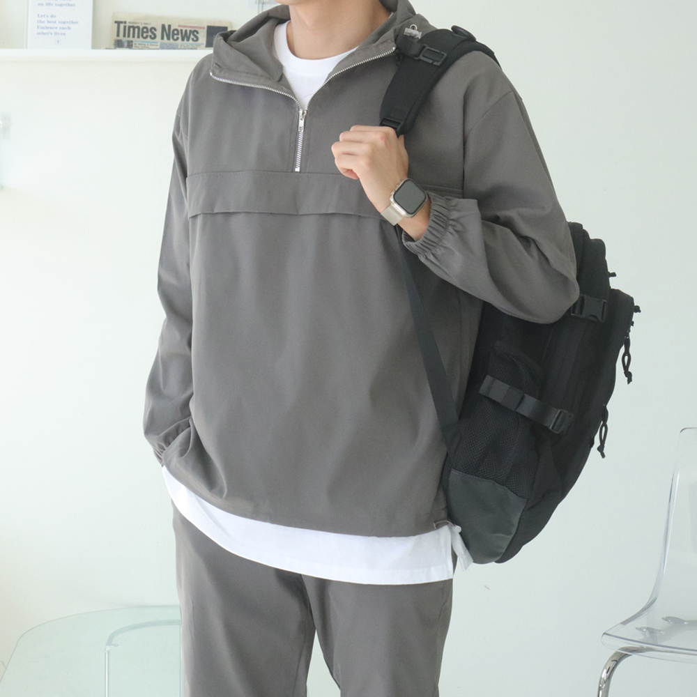 남자 바람막이 오버핏 빅사이즈 아노락 후드 남자 자켓 - 상세 이미지 3