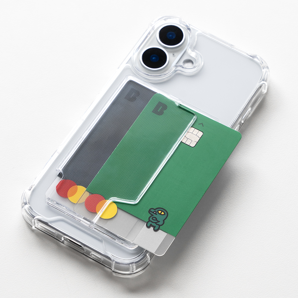 카드 2장 케이스 범퍼 투명, 아이폰16 플러스