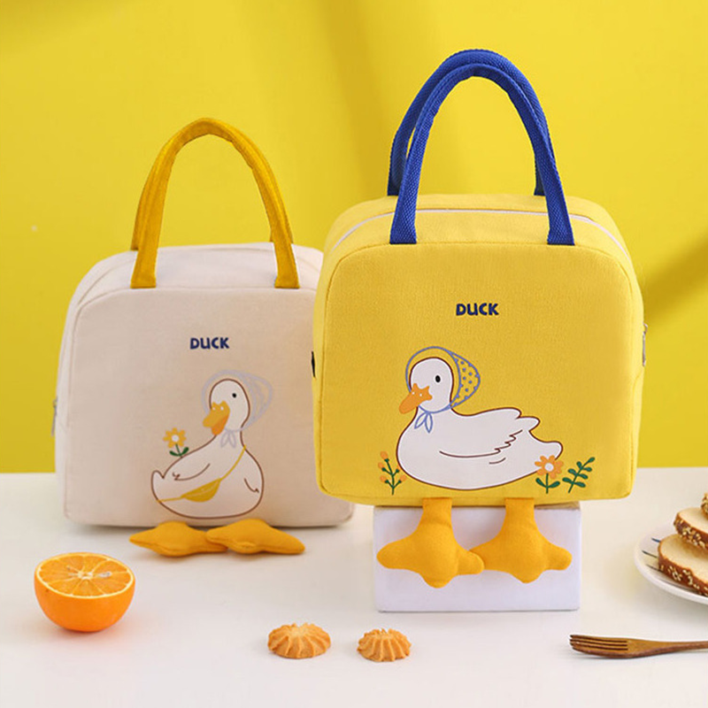 귀여운 오리 보온 보냉백 도시락 가방 캐릭터 아기 학생 런치백 파우치