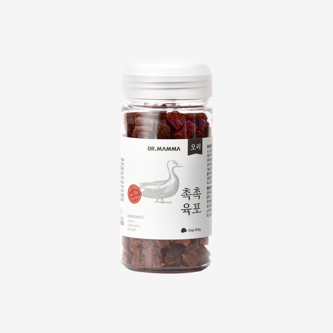 강아지 육포 큐브 노즈워크 노령견 져키 간식 닥터맘마 촉촉 오리 180g - 상품 이미지