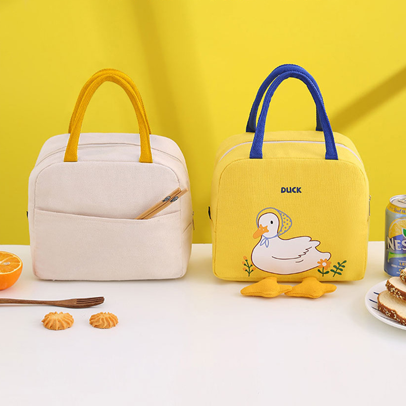 귀여운 오리 보온 보냉백 도시락 가방 캐릭터 아기 학생 런치백 파우치