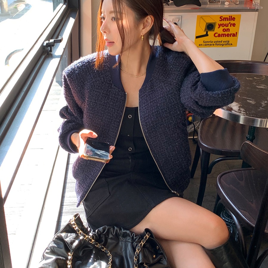 간절기캐주얼 트위드 블루종 점퍼 자켓 - 상세 이미지 5