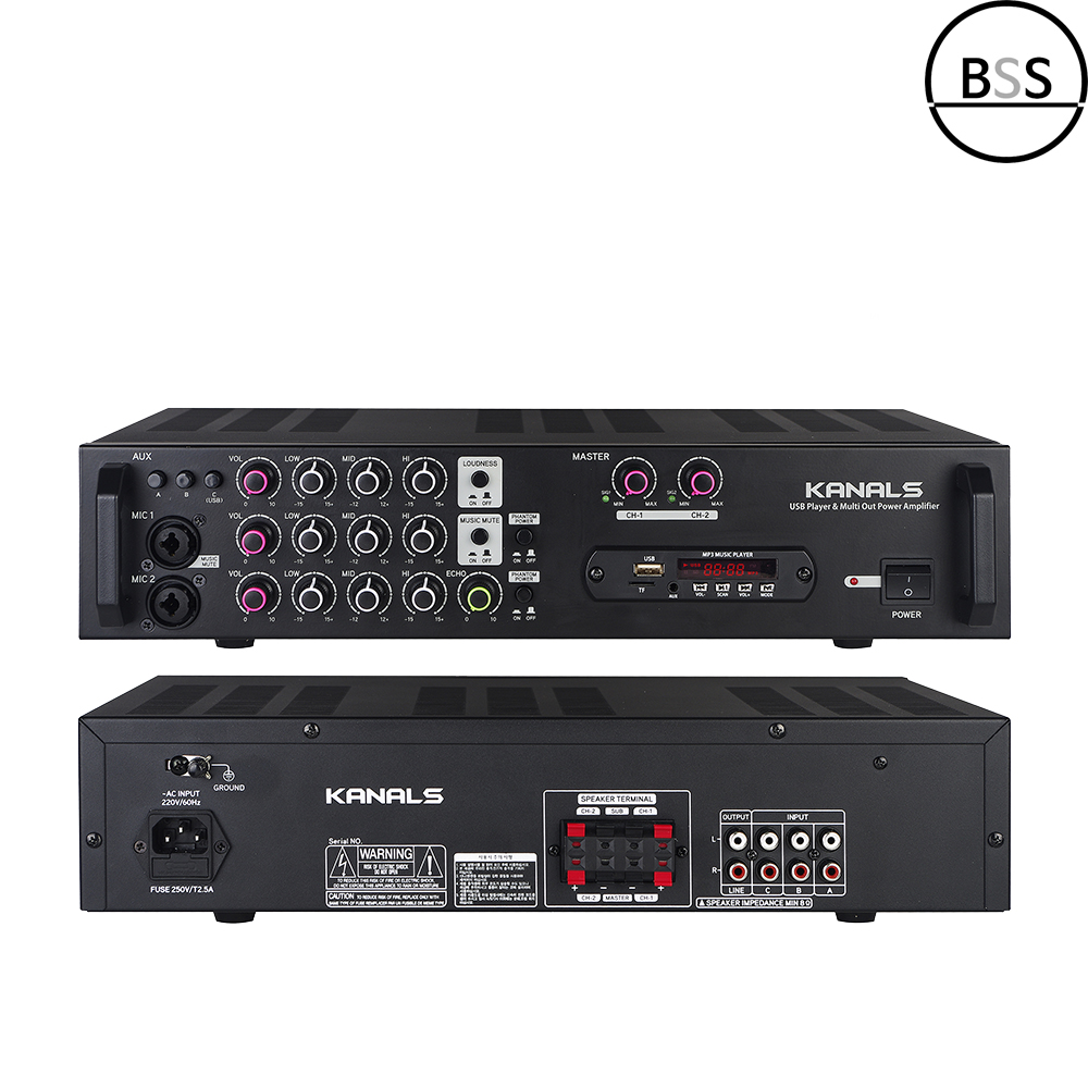 카날스 EMA-200N 파워앰프 2채널 200W 48V팬텀기능 USB 블루투스 매장 카페 - 상품 이미지