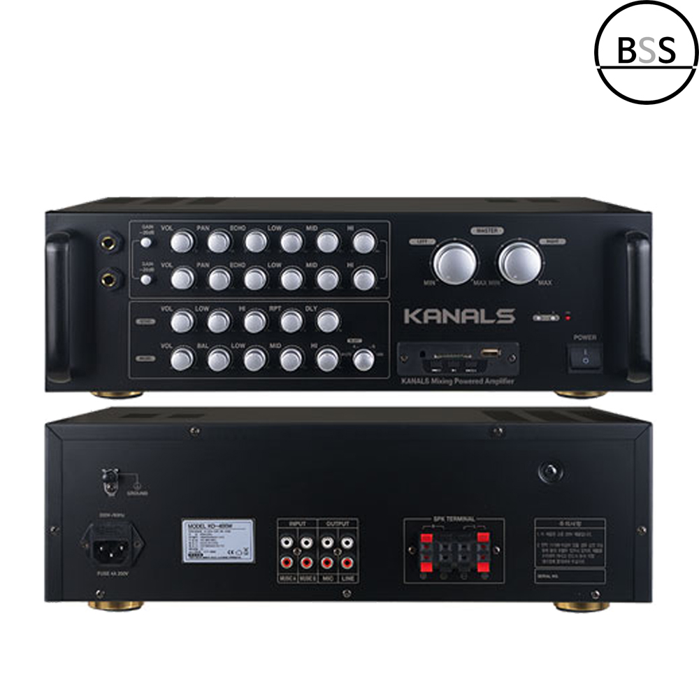 카날스 KQ-400W 앰프 400W 2채널 블루투스 사무실 노래방 펍 헬스장 FX룸 - 상품 이미지