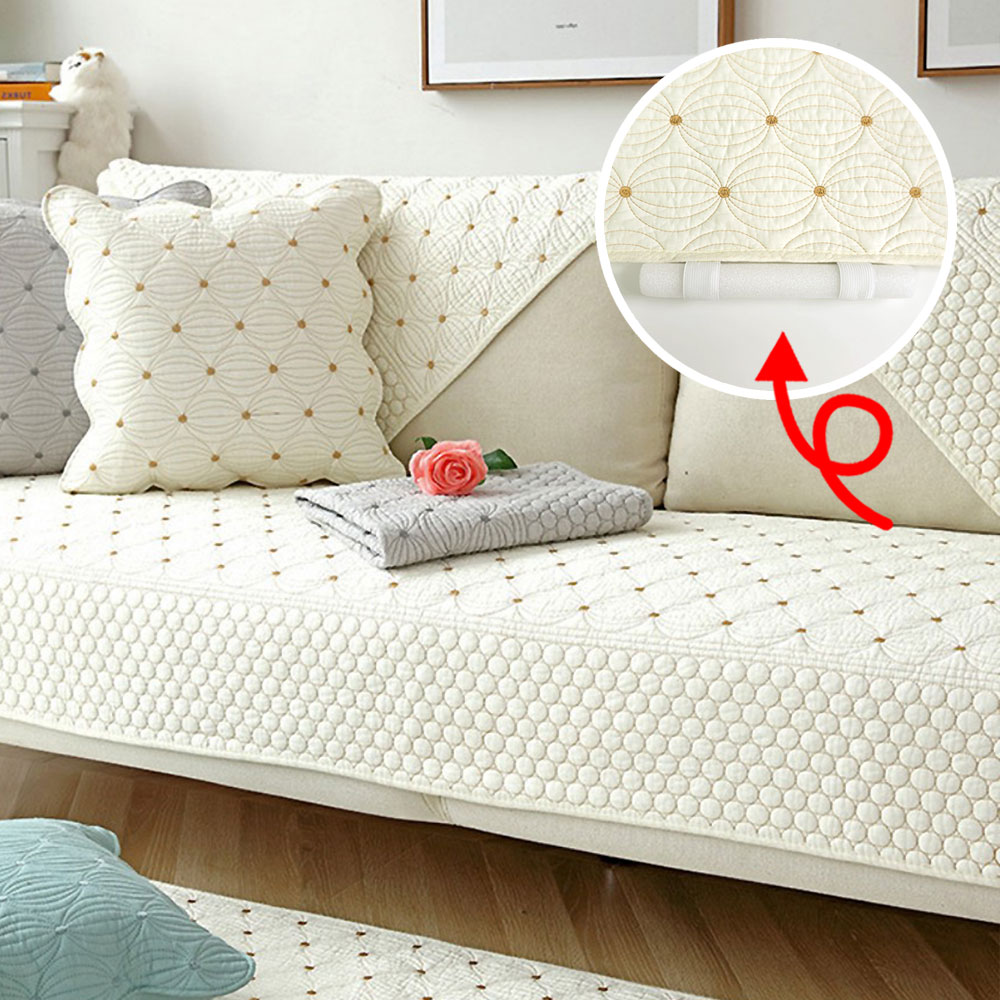 넓은 쇼파패드 순면 돌소파 매트 토퍼 논슬립 깔개 방석 러블리벌룬오프화이트 70x150