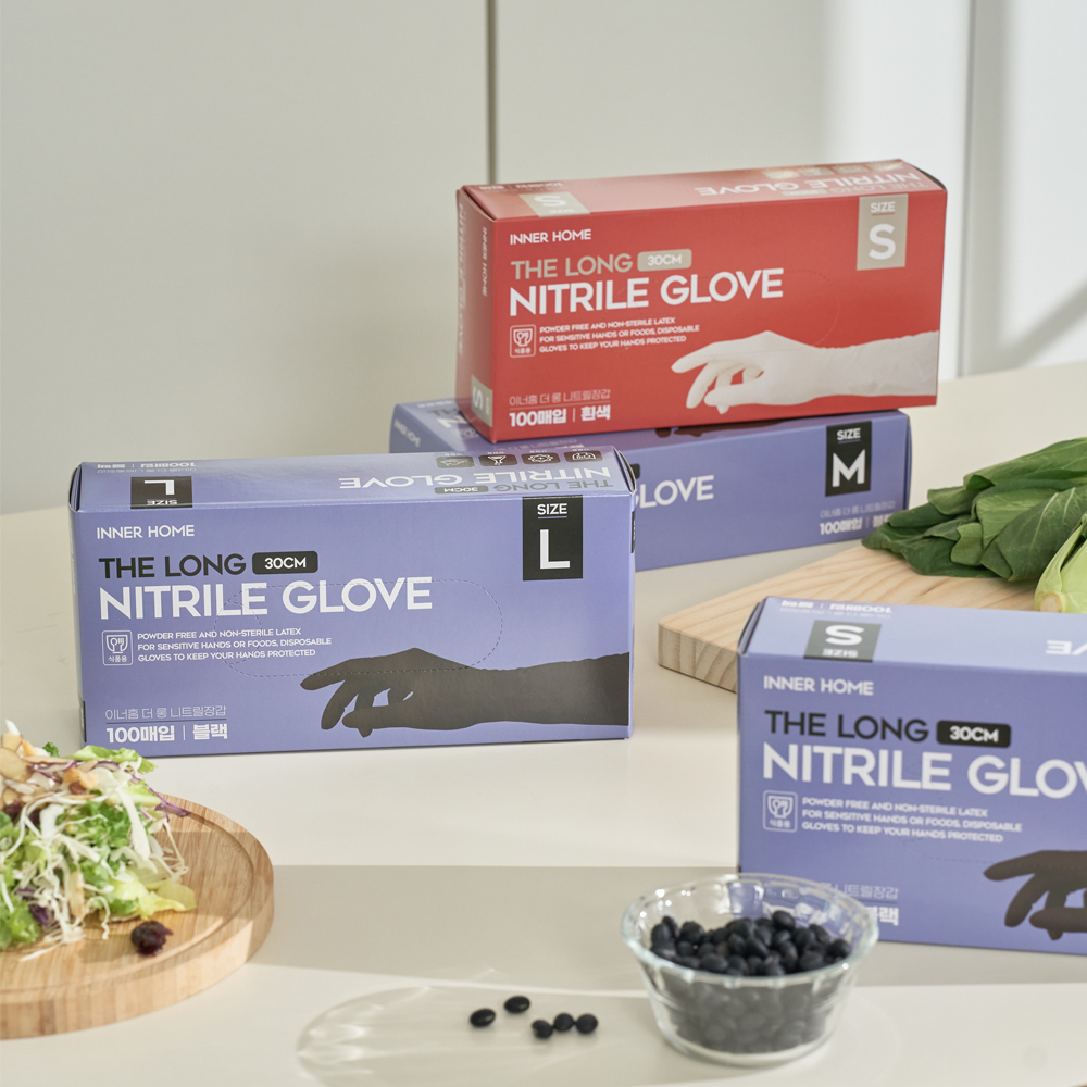 이너홈 니트릴장갑 더롱 30cm 100매 제품 이미지