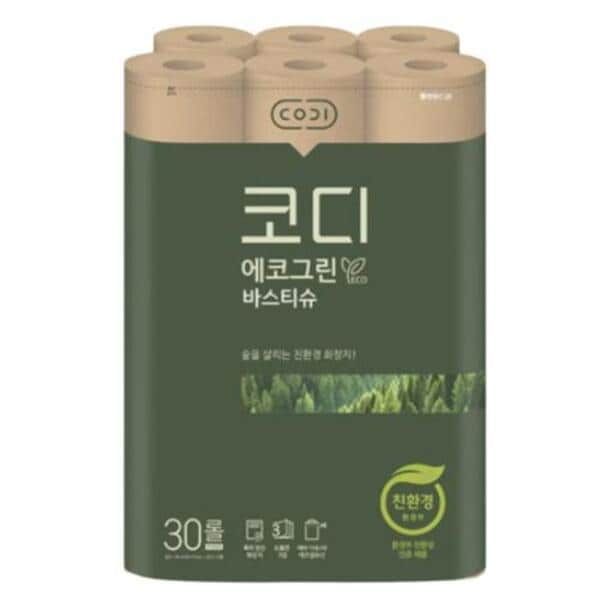 에코그린 두루마리휴지 3겹 화장지 30m 30롤 2팩 휴지 : 리에이유통