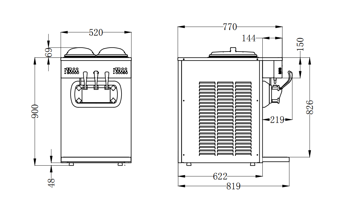 소프트아이스크림기계 요거트아이스크림 메이커 업소용 소프트콘 카페 머신 파스모 3구
