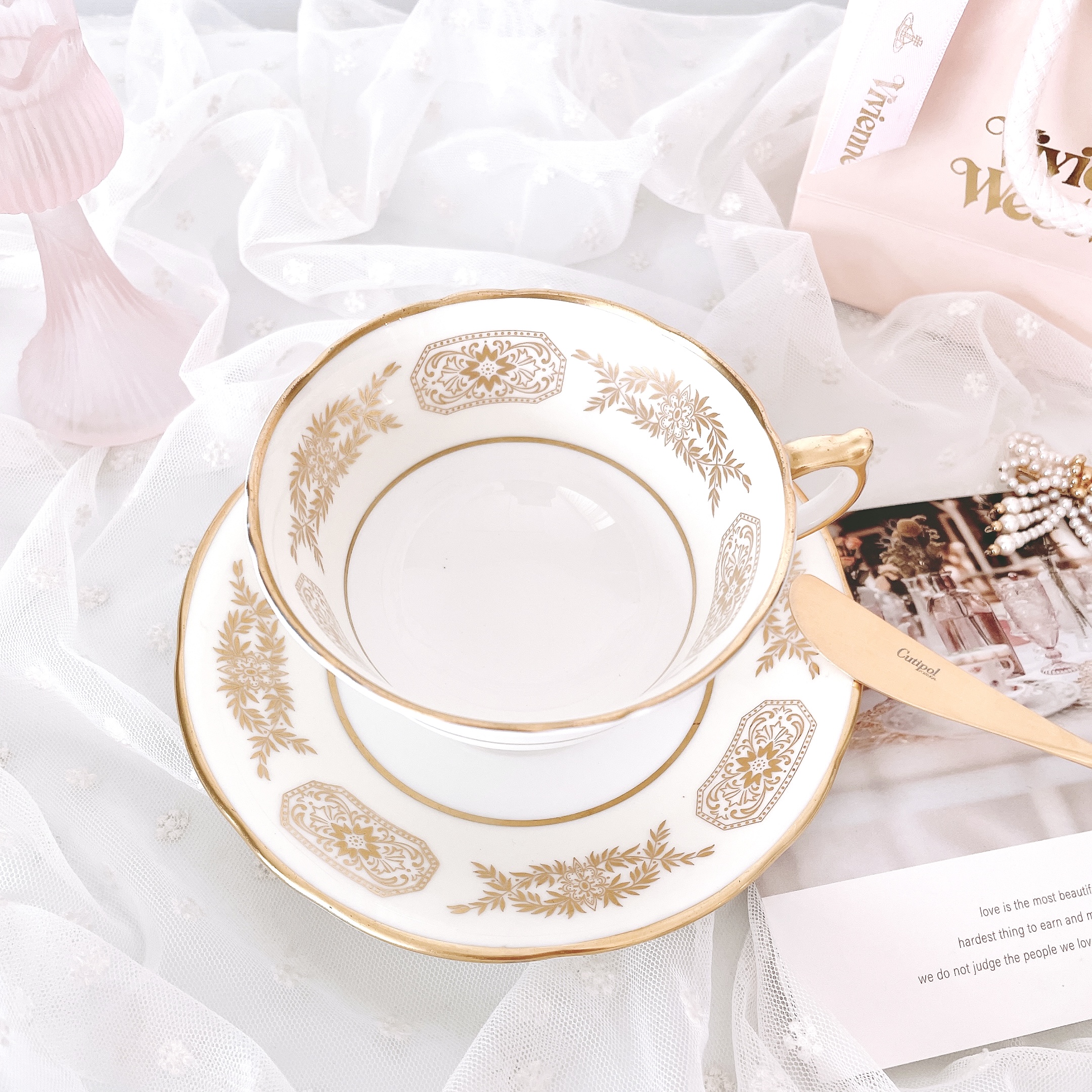 앤슬리 골든첼시 빈티지찻잔 커피잔세트 선물용 홈카페 소품 찻잔