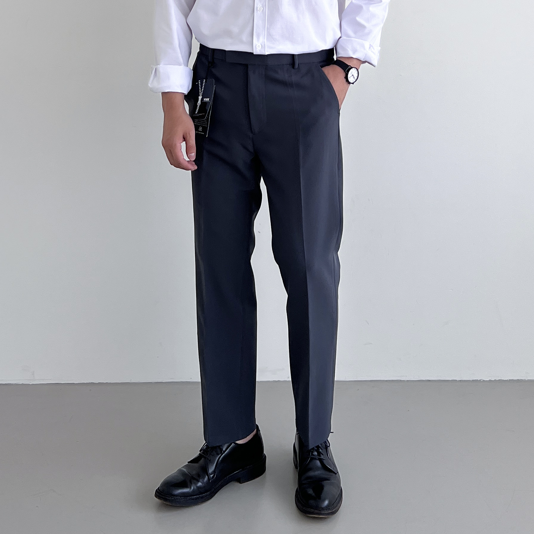 테이퍼드 세미와이드슬랙스 남자 9부 10부 봄 가을슬랙스 남성정장바지 - 상세 이미지 3