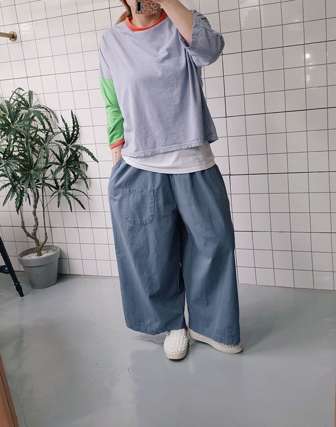 (무배)레드스티치 포켓 와이드 면 팬츠 이미지 6