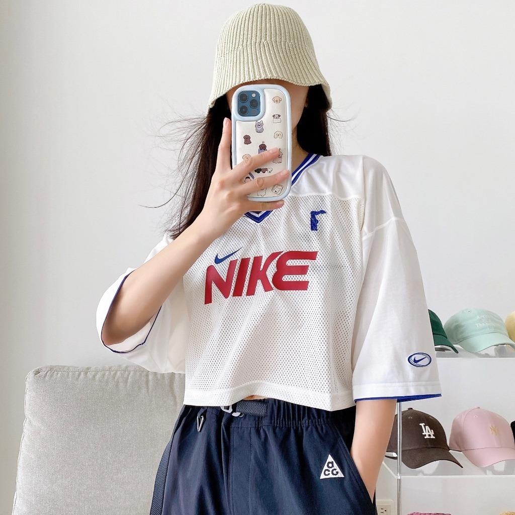 나이키 우먼스 크롭 반팔티 매쉬 티셔츠 HF6288-133 HF6288-455