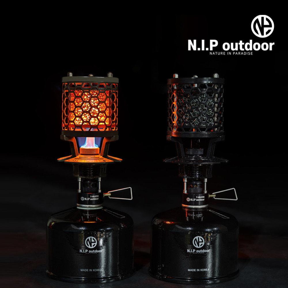 N.I.P 티히터 실버 블랙파우치 캠핑 가스 백패킹 휴대용 소형 낚시 미니 난로