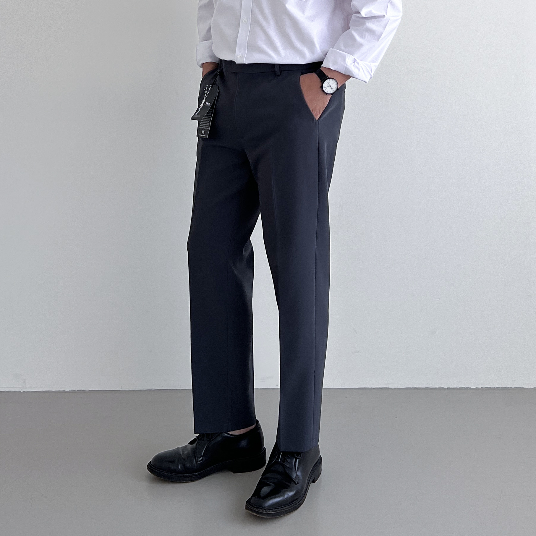 테이퍼드 세미와이드슬랙스 남자 9부 10부 봄 가을슬랙스 남성정장바지 - 상세 이미지 2
