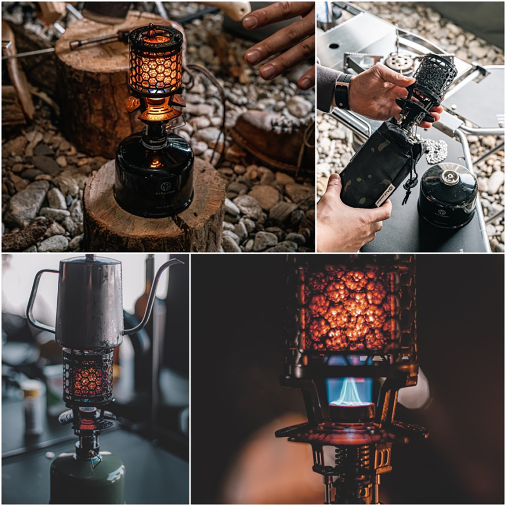 N.I.P 티히터 실버 블랙파우치 캠핑 가스 백패킹 휴대용 소형 낚시 미니 난로