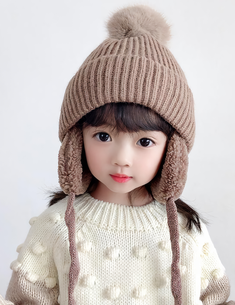 키즈트리 겨울 유아 여아 아동 어린이 털 방한 비니 귀달이 모자 DM-125 - 상세 이미지 4