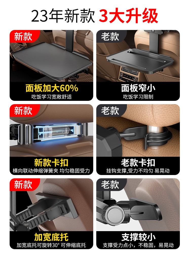 차량뒷자석테이블 폴딩 차박 뒷좌석 거치 선반 접이식 자동차 노트북 트레이 - 상세 이미지 2