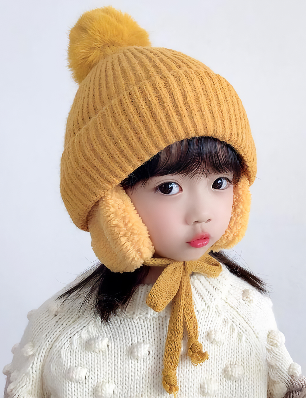 키즈트리 겨울 유아 여아 아동 어린이 털 방한 비니 귀달이 모자 DM-125 - 상세 이미지 3