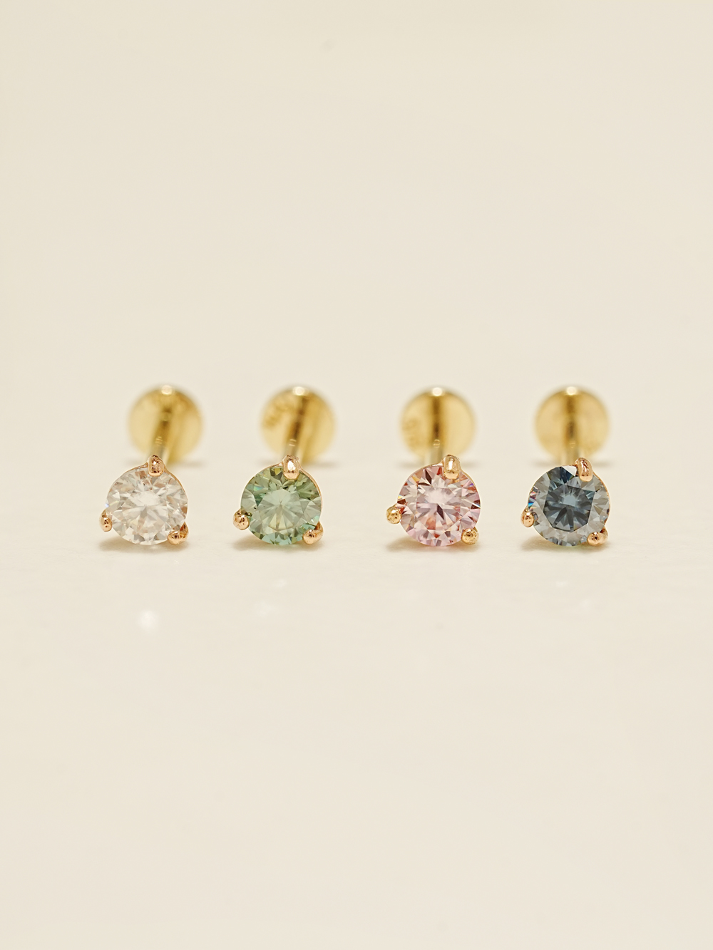 [1mm/1.2mm]14K 인터널 모이사나이트 다이아 미니 삼각 라블렛 피어싱 - 상세 이미지 3