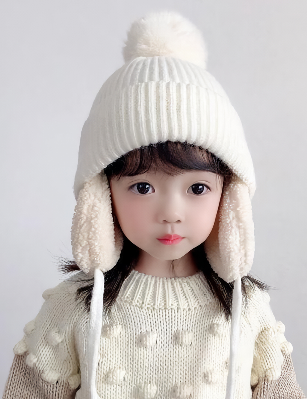 키즈트리 겨울 유아 여아 아동 어린이 털 방한 비니 귀달이 모자 DM-125 - 상세 이미지 5