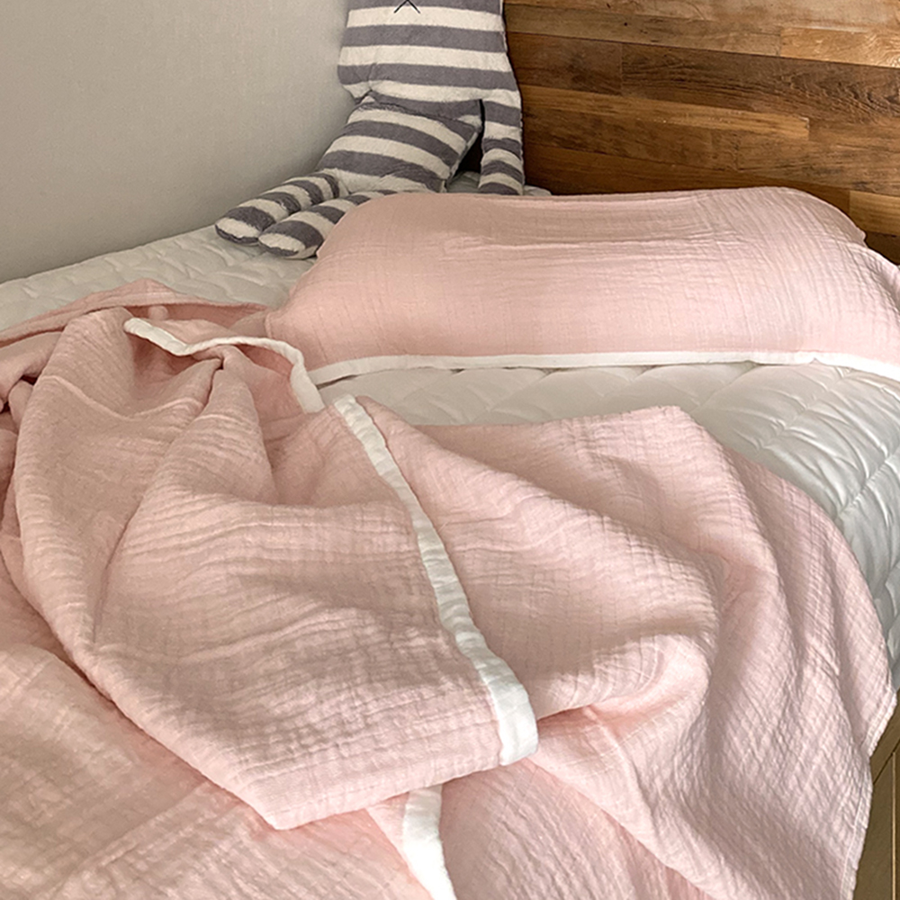순면 거즈 이불 여름 홑이불 핑크 침구 세트 슈퍼 싱글