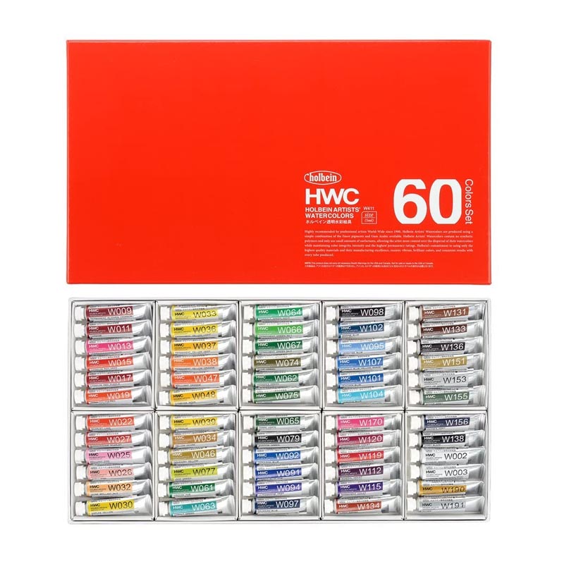 HWC 홀베인 일본 수채화 물감 60색 세트 - 상품 이미지