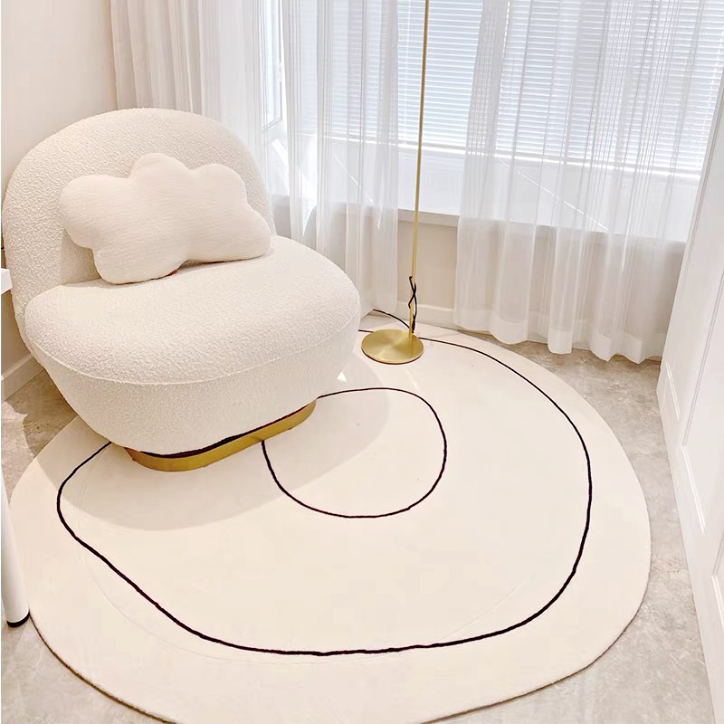 채우다공간 원형 양털 거실 러그 두께 15mm 지름100