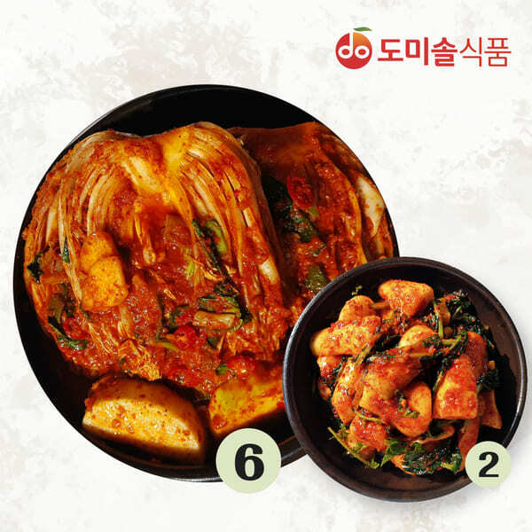 도미솔 박미희 사랑채 포기김치 6kg + 총각김치 2kg (2종, 총8kg) - 메인 이미지
