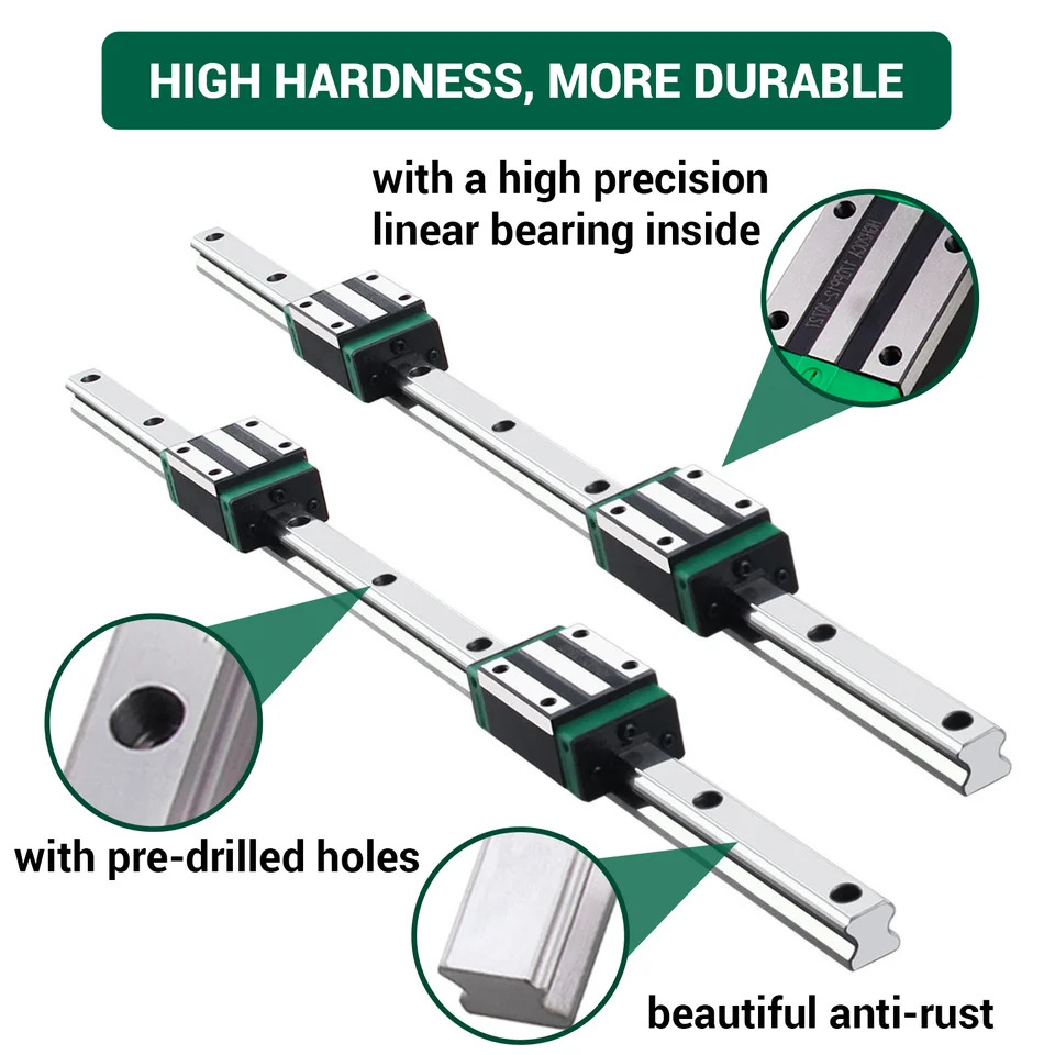 선형 가이드 레일 블록 캐리지 HGR15 HGH15CA 플랜지 HGW15CC HGH15 CNC 부품 300mm 400mm 500mm 600mm 100-800mm 4개 2 개 : -산업.... 