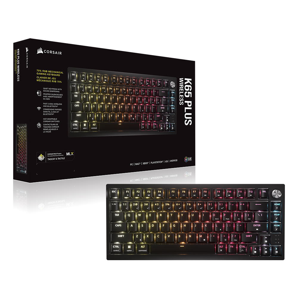 커세어 K65 RGB PLUS 무선 핫스왑 황축 영문 게이밍 기계식 키보드 골드키캡 에디션 - 상세 이미지 5