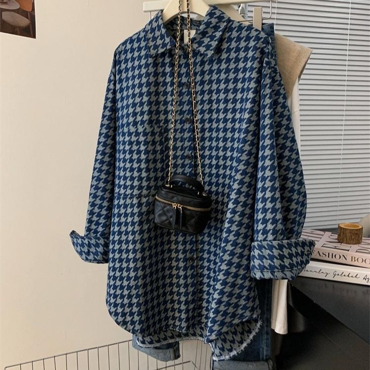 여성 빅사이즈 긴팔 데님 셔츠 데일리룩 청남방 - 상세 이미지 2