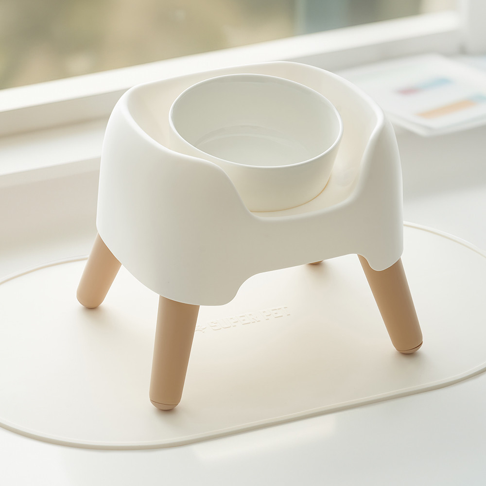 강아지밥그릇 고양이식탁 물그릇 3단 높이조절 커브 도자기 1구 식탁세트