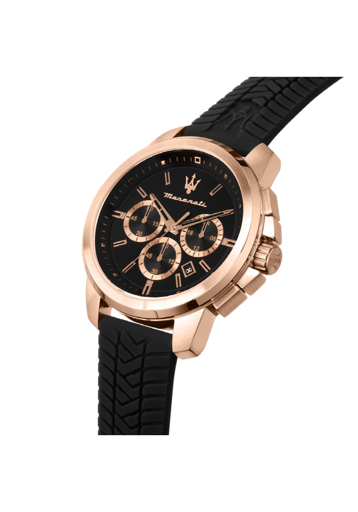[Italian Design] 마세라티 남자 SUCCESSO 고무 클래식 손목 패션 방수 야광시계 블랙 - 상세 이미지 3
