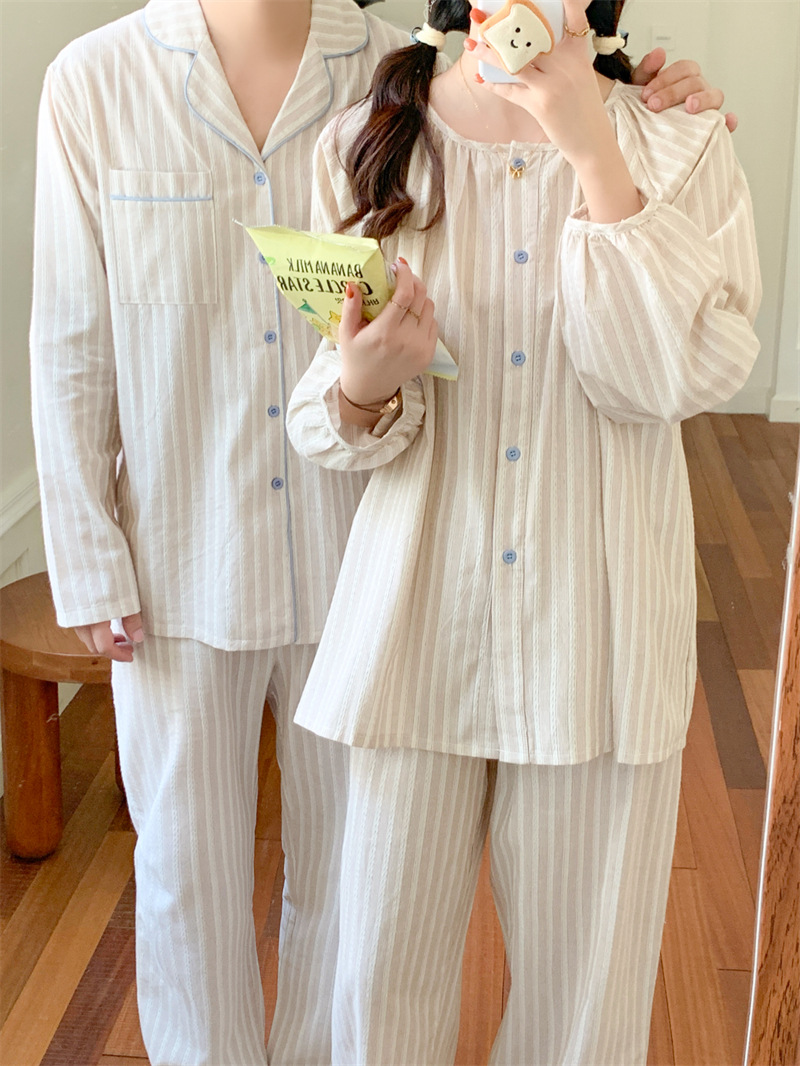 (커플잠옷) (그로이잠옷세트) 여성잠옷 남성파자마 2컬러 스트라이프 가을 긴팔 신혼 연인 상세 이미지 20