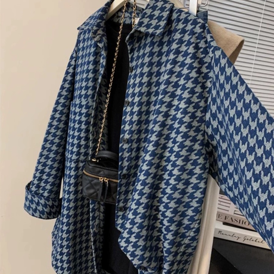 여성 빅사이즈 긴팔 데님 셔츠 데일리룩 청남방 - 상세 이미지 4