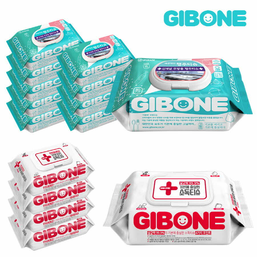 기본에 세균닦는 행주티슈 80매 10팩 + 소독티슈 60매 5팩