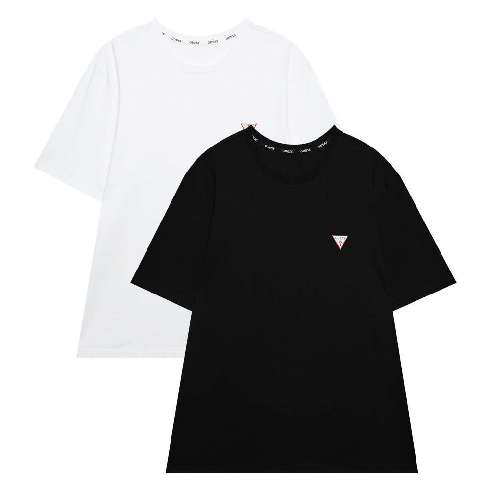 [게스언더웨어] 코튼스판 UNI 크루넥 베이직 이너 티셔츠 세트 (WH/BK) : GUESSUNDERWEAR