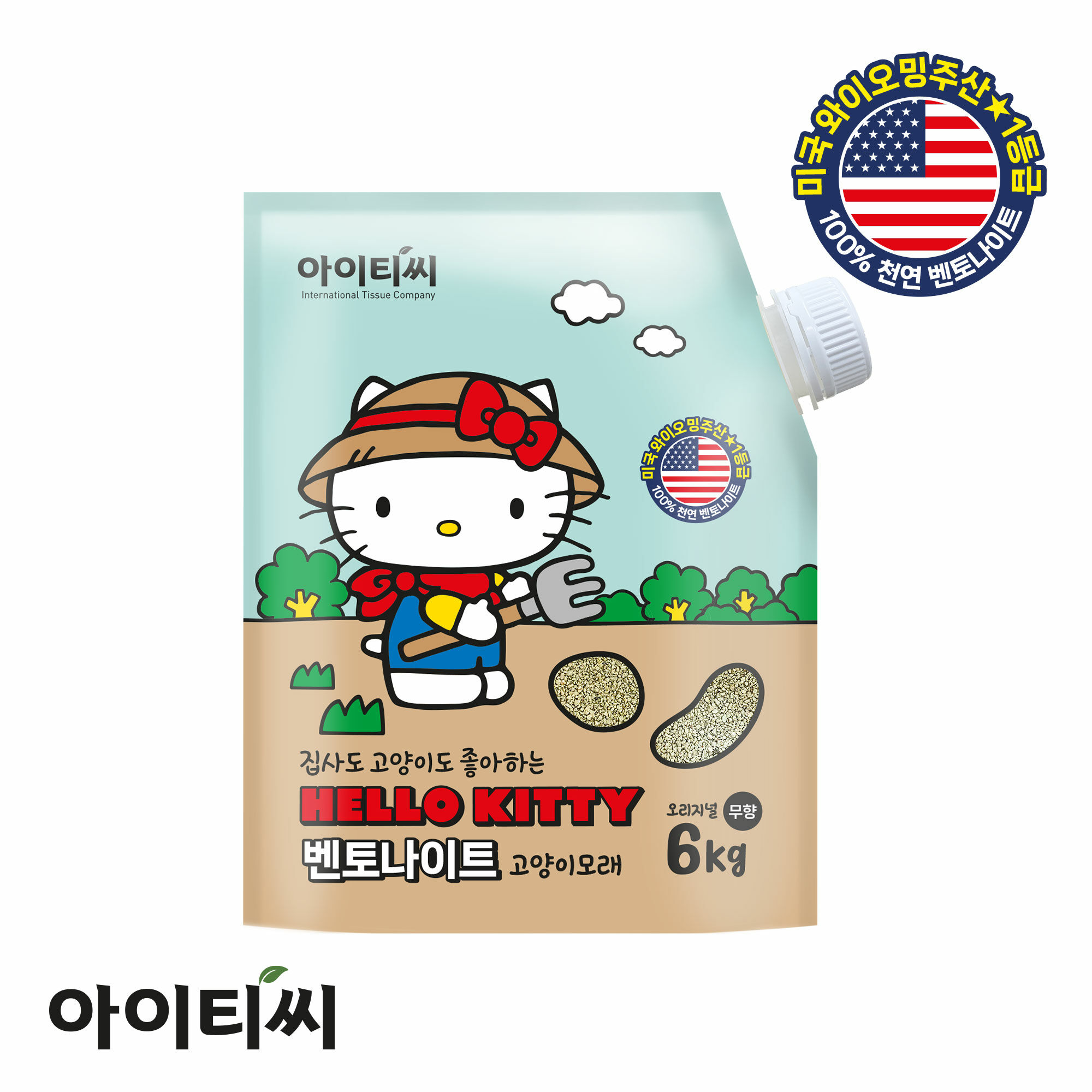 헬로키티 천연 벤토나이트 고양이모래 1팩 - 메인 이미지
