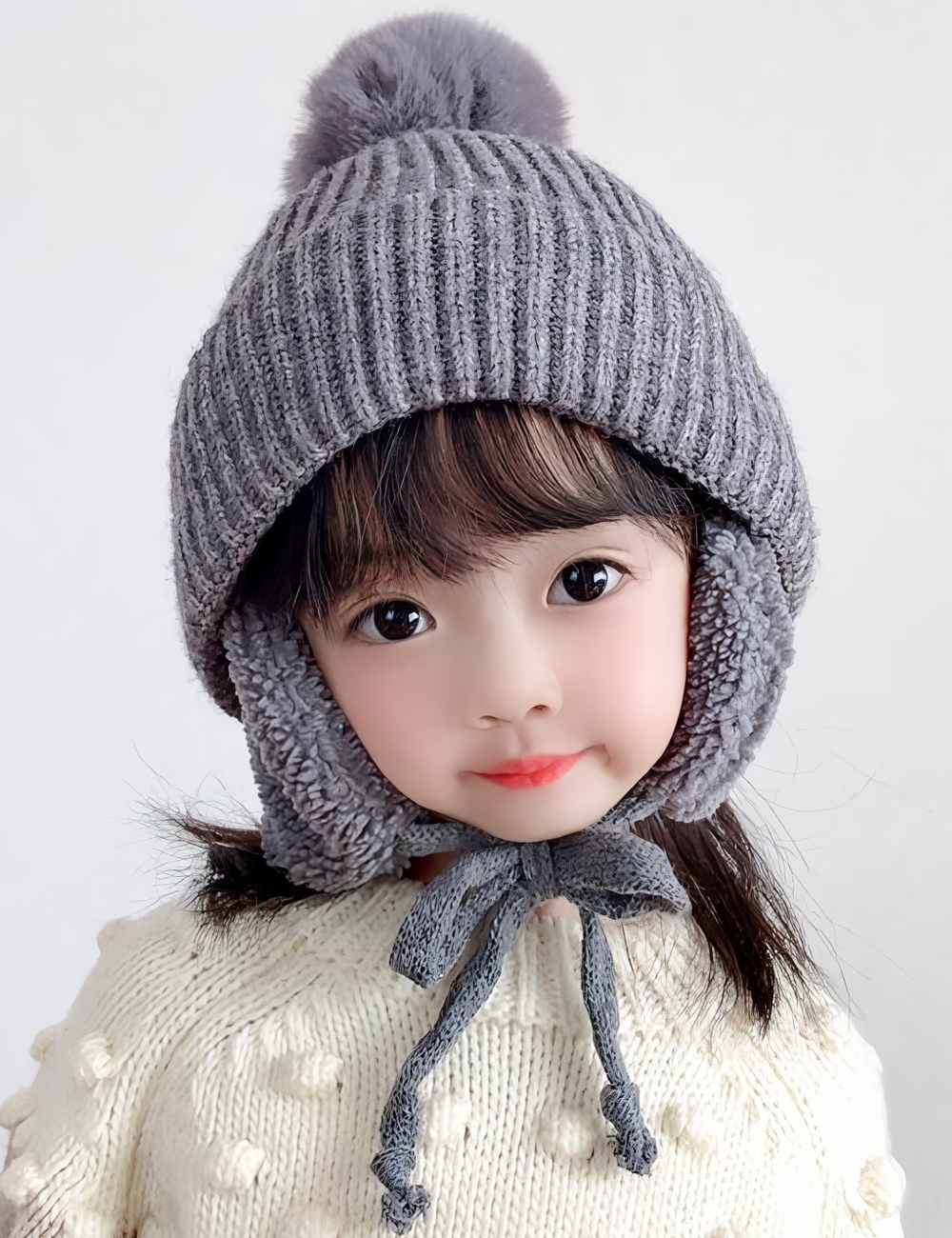 키즈트리 겨울 유아 여아 아동 어린이 털 방한 비니 귀달이 모자 DM-125 - 상세 이미지 2