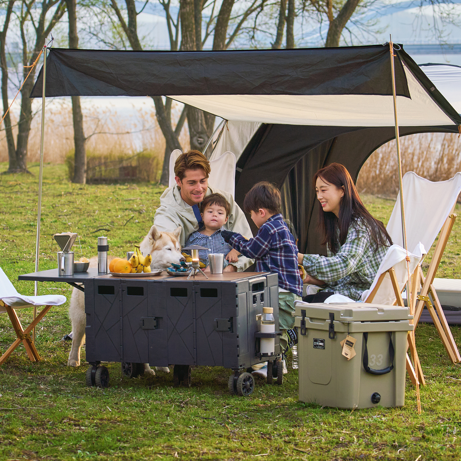 코드리빙 웨건 테이블 캠핑웨건 캐리어 카트 광폭휠 풋브레이크 상판포함 2세대