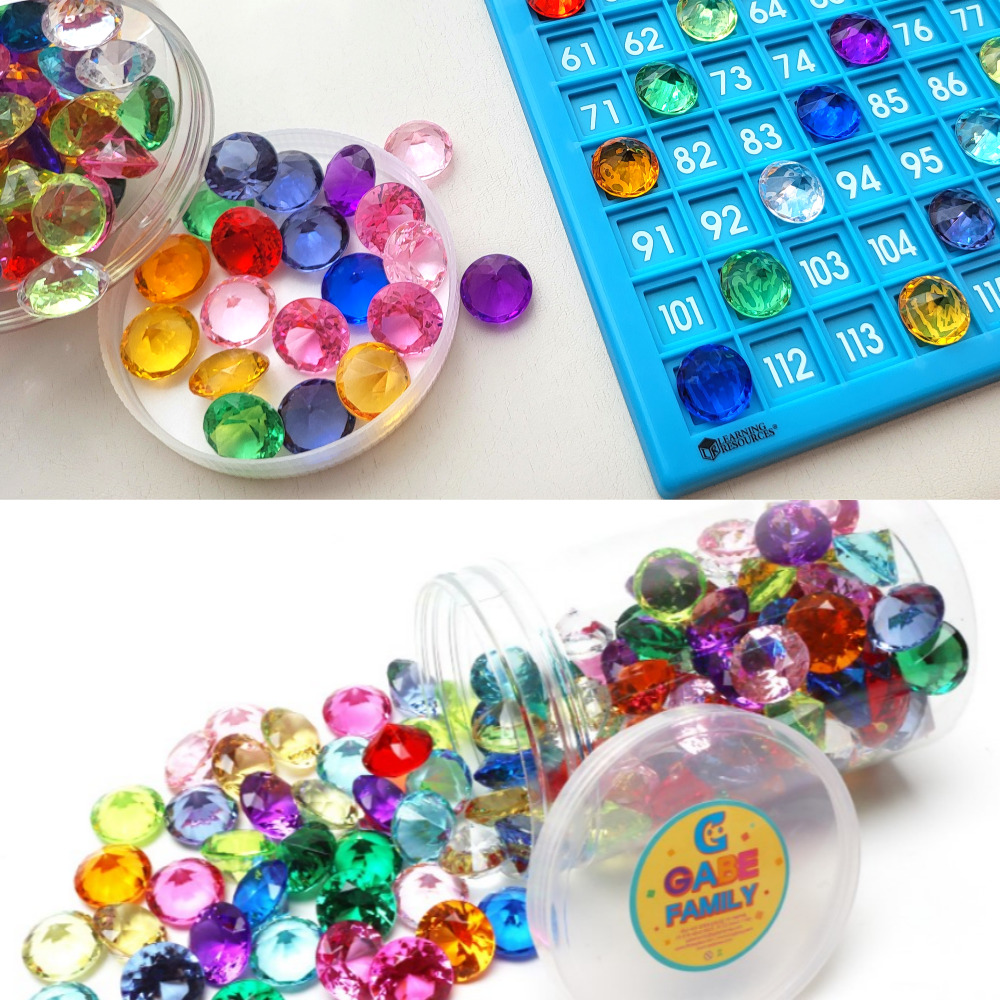 유아 수세기 보석칩 러닝리소스 유아 수학 놀이 색인지 색깔분류 놀이 교구 가베