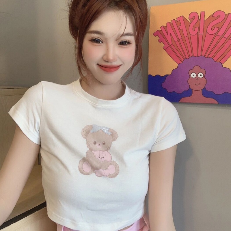 뉴진스 다니엘 반팔 티셔츠 공항패션 프린트 크롭탑 의상 옷 패션 - 상세 이미지 3