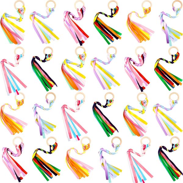 24팩 레인보우 손 연 리본 손목 크리에이티브 월도프 장난감 몬테소리 교육용 생일 파티 : 쇼핑업업3