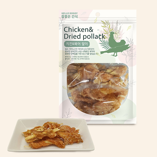 헬로도기 강아지북어 강아지황태 보양식 수제 말이 북어+치킨, 100g, 1개 - 상품 이미지