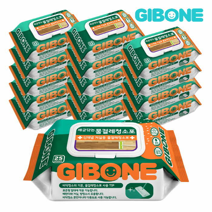 기본에 세균닦는 물걸레 청소포 표준형 25매 15팩