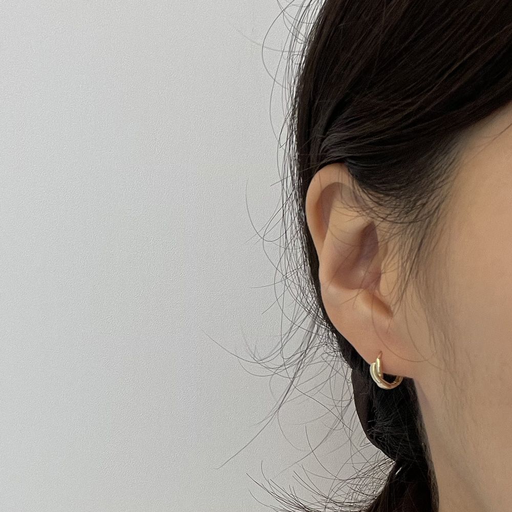 루어스 꼬임 볼륨 원터치 링 귀걸이 데일리 여자 친구 선물 14K 18K - 상세 이미지 3