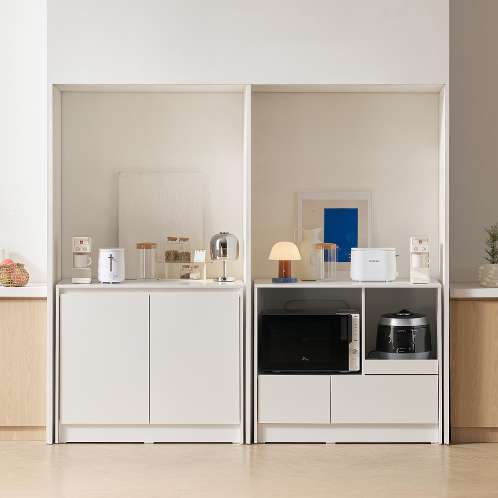 랩소디 1000폭 전자레인지 수납장 냉장고장 홈바