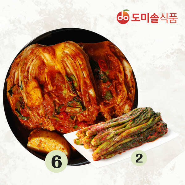 도미솔 박미희 사랑채 포기김치 6kg + 갓김치 2kg (2종, 총8kg) - 상품 이미지
